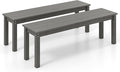Tangkula HDPE Outdoor Bench, 2-3 Person Patio Bench, 55" Backless Garden Dining Bench with Slatted Seat, Weatherproof Park Bench for Entryway, Porch, Lawn & Backyard (Grey,2)