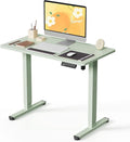 JOY worker Small Electric Standing Desk, 35" x 20" Whole Piece Height Adjustable Desk with Memory Controller, Green Sit to Stand Workstation for Home Office