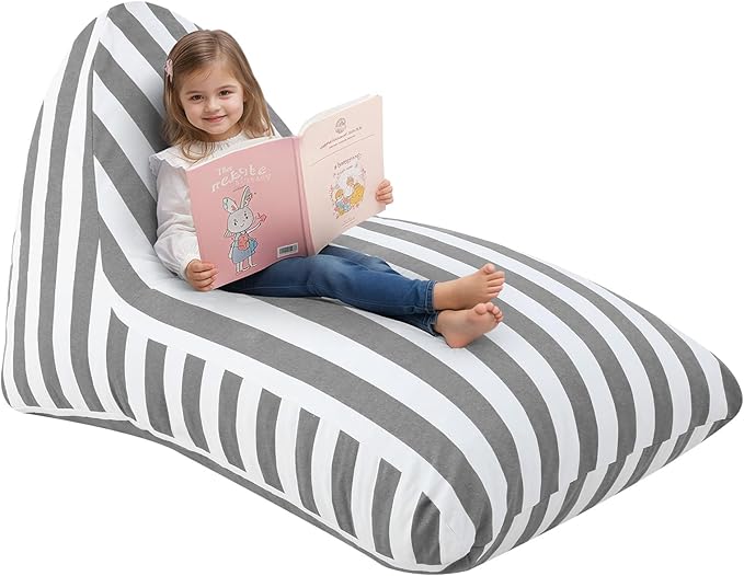 COMAX Bean Bag Chairs for Kids 8-12, Large Kid Beanbag Chair Stuffed with Filler, Big Toddler Lounge Chair, Children Lazy Floor Lounger for Girls Boys, Premium Cotton Canvas