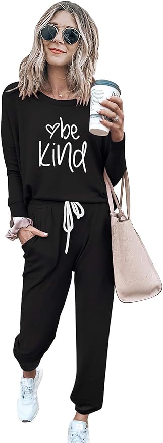 PRETTYGARDEN Women Fall 2 Piece Lounge Outfit Long Sleeve Tops High Waisted Jogger Pants Set Spring Travel Clothes Tracksuit