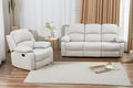 A Ainehome Living Room Furniture Set Microfiber Recliner Sofa Set Loveseat Chair Furniture Sofa Set for Living Room/Small Space/Rv/House/Office/Theater Seating (A-Grey White Microfiber, Sofa+Chairs)