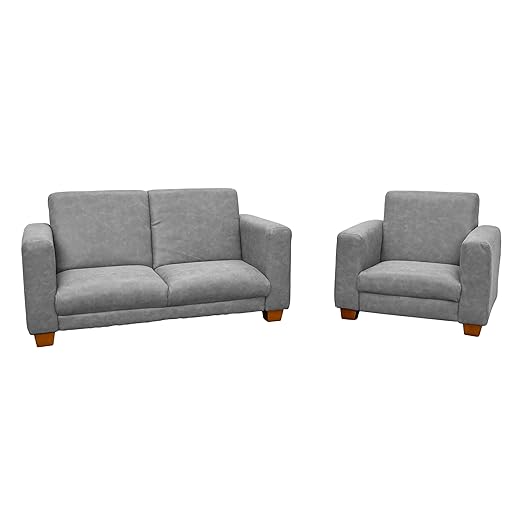 Children's Factory As We Grow Modern Flexible Seating Set, Flexible Seating for Classroom Elementary, Adjustible Kids Couch for Playrooms and Daycares, Faux Distressed Leather Gray