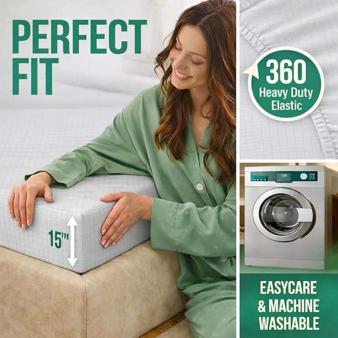 Luxury Tourmaline Grounding Sheets Queen 20% Silver Fiber, 76% Tourmaline Cotton, 4% Silk, SGS Quality Certified Grounded Well Bed Sheet - Conductive Earth Fitted Sheet for Better Sleep, White