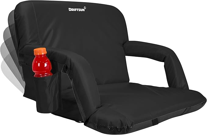 Driftsun 1 Pack Extra Wide Stadium Seats with Back Support - Deluxe Foldable Stadium Chairs for Bleachers - Folding Waterproof Sport Chair - Easy to Transport