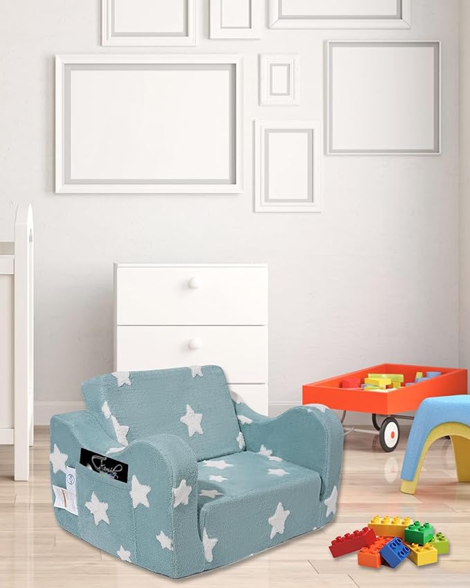 Toddler Couch, Kids Couch for Toddler Fold Out, 2-in-1 Convertible Kid Sofa to Lounger Bed for Girls and Boys, Ideal for Reading Sleeping Gaming Decor (Green)