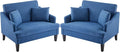 Bezseller Oversized Accent Chairs Set of 2, 33.5'' Wide Seat Comfy Armchair with 2 Pillows, Upholstered Big Reading Chair, Modern Single Sofa Chair for Living Room Bedroom Apartment Office, Blue