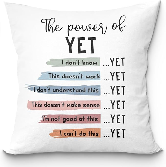uinwk The Power of Yet Inspirational Mental Health Pillow Covers 18x18, Growth Mindset Calming Corner Classroom Decor, Psychology Therapy Office Decor, Counselor Office Decor