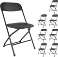 8 Pack Black Folding Chairs, Portable Party Chairs, Plastic Folding Chair,Stackable Commercial Seats with Steel Frame for Office Wedding Party Patio Dinning Events, 350lbs Capacity