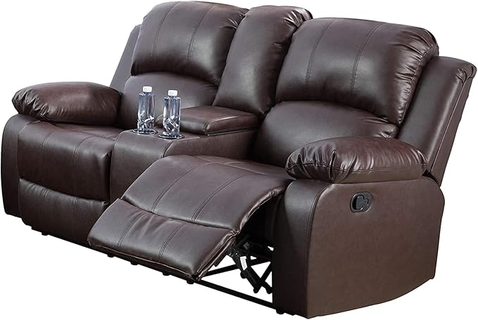 AYCP Bonded Leather Living Room Furniture Set Reclining Sofa Set Loveseat Furniture Sets in Living Room Sofa Recliners (Loveseat, Brown)
