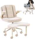 Pipersong Meditation Cross Legged Armchair, ADHD Chair with Adjustable Armrests, Criss Cross Desk Chair with Flexible Back Cushion, Swivel Footrest, Arm Support and Wheels for Home Office, Beige