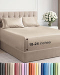 Extra Deep Pocket Cal King Sheets - 4 Piece Breathable & Cooling Bed Sheets - Hotel Luxury Bed Sheet Set - Soft, Wrinkle Free & Comfy - Easily Fits Extra Deep Mattresses - Deep Pocket Wheat Sheets Set