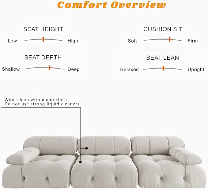 JACH 104" Convertible Modular Sectional Sofa, Minimalist Mid-Century Velvet Sofas Couches, Luxury Modern 3-Seat Wide Couch Sectional for Living Room Bedroom Office Apartment (Beige)