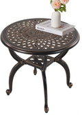 WILOUNGE Cast Aluminum Outdoor Side Table,Small Patio Table,Outdoor Coffee Tables for Patio,Garden,Balcony, for All Weather (Copper, Round)
