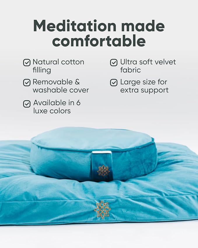 Mindful & Modern Zabuton Meditation Mat - Cotton Filled Yoga and Meditation Pad - Zabuton Meditation Cushion for Kneeling and Sitting Support - Large Rectangular Sitting Floor Pillow for Bench or Zafu