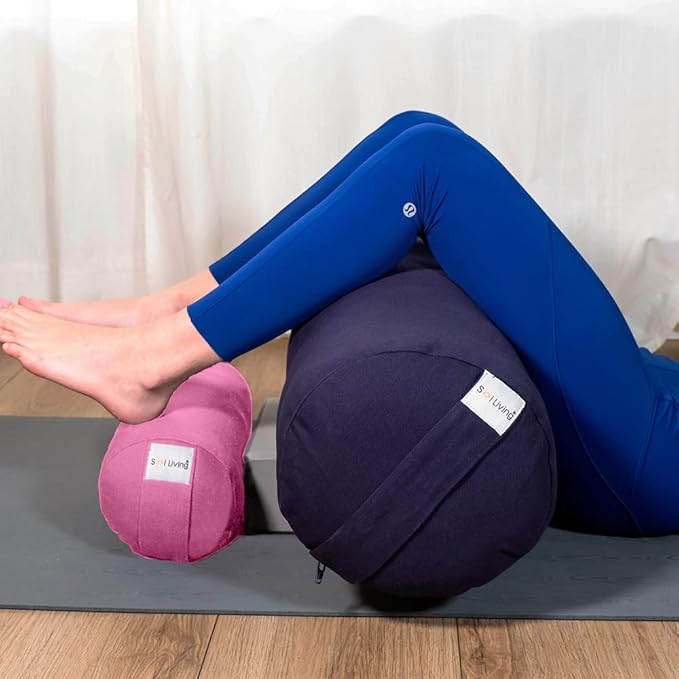 Sol Living Yoga Bolster Pillow Rectangular Meditation Cushion Cotton Meditation Accessories for Restorative Yoga Meditation Pillow Yoga Pillow Firm Body Pillow Bolster Pillow for Legs Removable Cover