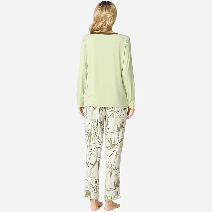 GYS Viscose from Bamboo Women's Pajama Sets Super Soft Long Sleeve Sleepwear Comfy Winter Pjs Sets S-4X