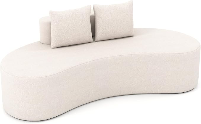 Giantex 78.5" Sofa Couch, Upholstered Loveseat with 2 Cozy Pillows, Low Backrest & Padded Seat, Anti-Slip Bottom, No Assembly, Modern Floor Couch for Living Room, Bedroom (Beige)