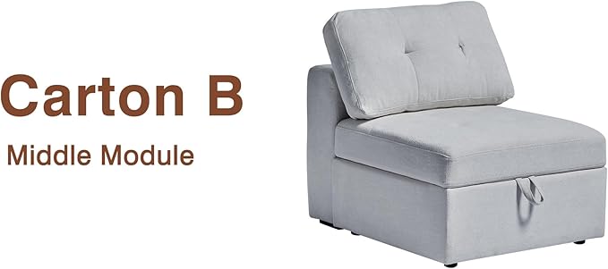 ORRD Single Seat Module for Modular Sectional Sofa Couch, Modular Sofa Middle Module with Storage Accent Armless Chair for Modular Sectional Sofa Couch