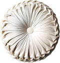 Teieas Round Throw Pillow Velvet Home Decoration Pleated Round Pillow Cushion for Couch Chair Bed Car Beige