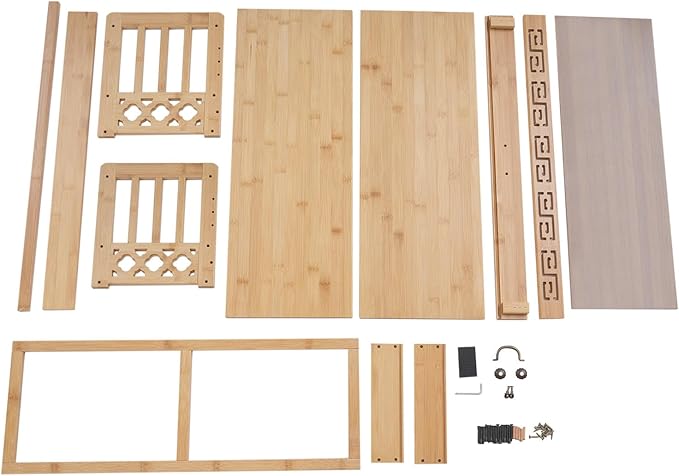 Floor Table Low 2-Tier Meditation Altar Table with Drawers Bamboo Coffee Table Desktop Organizer for Japanese Tatami Chinese Asia, Prayers, Displaying Jars/Plants/Books-27.2*9.8*11in (Nature Color)