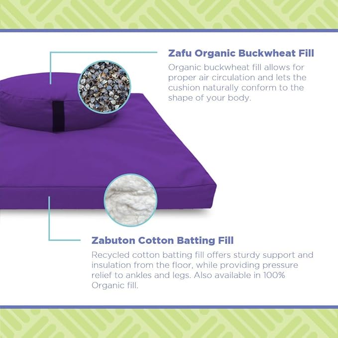 Meditation Cushion Mat Set HEMP - Round Zafu Floor Pillow Organic Buckwheat Pillow + Cotton Filled Zabuton Prayer Pad - Meditation Pillow Yoga Knee Pad - Made in USA - 14" Round, SHADOW GRAY Hemp