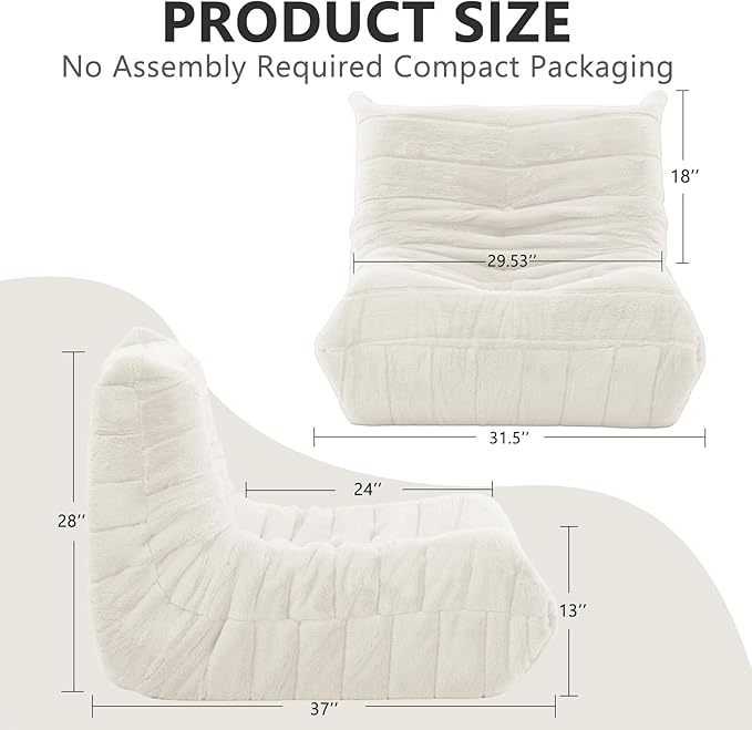Bean Bag Chair for Adults, Giant Bean Bag Sofa Oversized Beanbag Chairs, Fireside Bean Bag Couch with High Density Sponge Filled Large Bean Bags Chair for Apartment Living Room Bedroom, Beige
