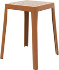 LeisureMod Stackable Square Plastic Dining Stool - Mid-Century Modern Backless Accent Stool with Wicker Top for Kitchen & Dining Room, Yellow
