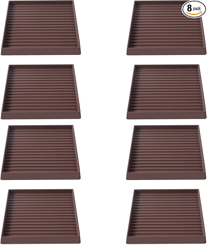 5x5 Square Rubber Furniture Caster Cups, Anti-Sliding Furniture Pads Bed Stopper Floor Protectors with Grip - Protect Any Flooring