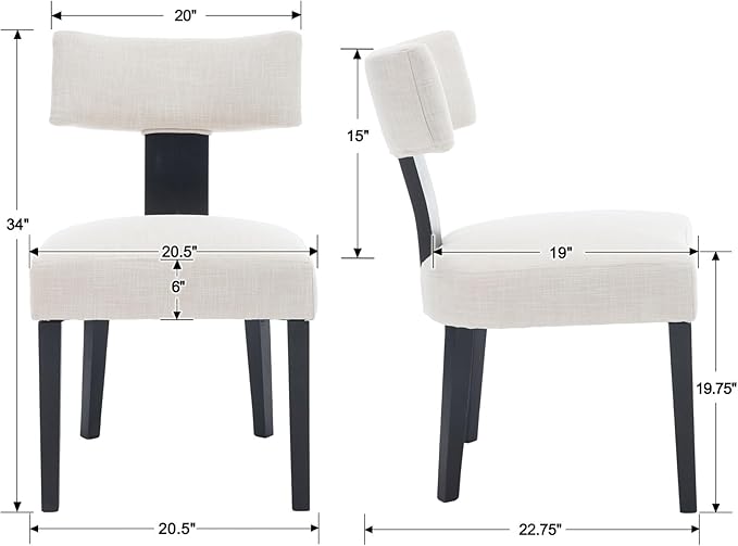 RIVOVA Linen Dining Chairs Set of 4 Modern Dining Chair with Black Wood Legs, Upholstered Dining Chairs for Dining Room, Kitchen, Vanity, Living Room, Beige