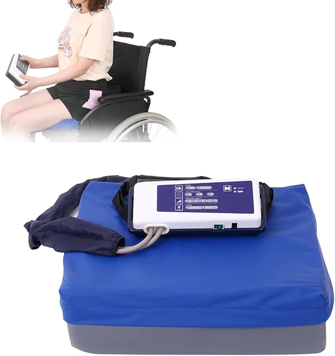 Alternating Pressure Cushion for Wheelchair, Waterproof Pneumatic Air Cell Cushion for Pressure Sores Relief, Relief Pressure Seat Pad with 12 Hour Air Pump