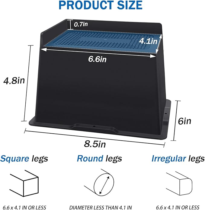 ANNKUT Bed Risers 5 Inch Heavy Duty,Oversized Couch Risers, Extra Wide Furniture Risers for Sofa Table Desk Headboard Chair Lifting,Rectangle Risering Blocks Support 6000 lbs(4 Pack Black)