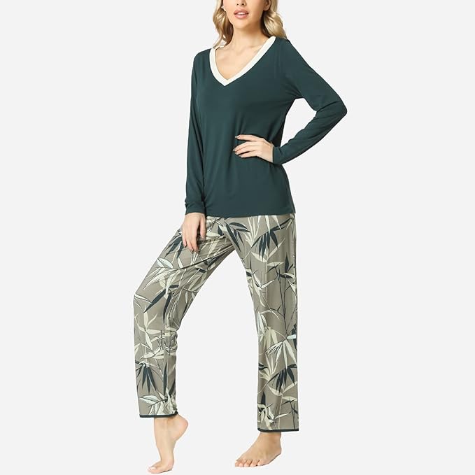 GYS Viscose from Bamboo Women's Pajama Sets Super Soft Long Sleeve Sleepwear Comfy Winter Pjs Sets S-4X