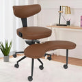 ELECWISH Meditation Chair, ADHD Chair for Adults with Wing Back Support, Criss Cross Kneeling Yoga Desk Office Use with Wheels, Height Adjustable seat and Leg Rest, Brown