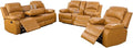 AYCP Bonded Leather Living Room Furniture Set Reclining Sofa Set Loveseat Furniture Sets in Living Room Sofa Recliners (3 Pieces, Ginger)