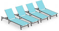 Ciokea Aluminum Outdoor Lounge Chair Set of 4- No Assembly Needed, Foldable Patio Chaise Lounge with 5 Adjustable Positions, Reinforced Frame for Extra Durability, Pool Beach Lounge Chair,Lake Blue