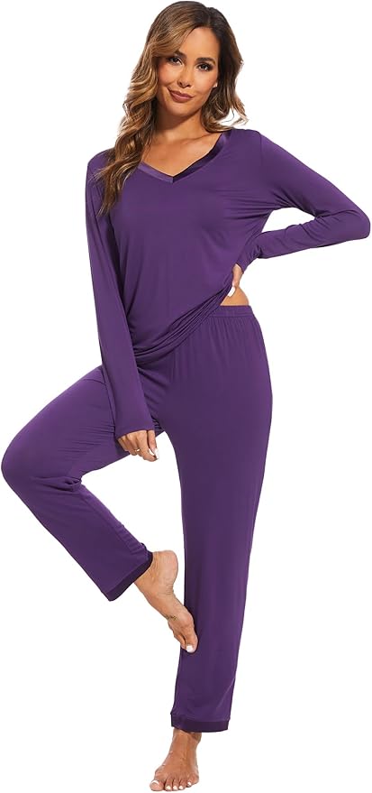 GYS Viscose from Bamboo Women's Pajama Sets Super Soft Long Sleeve Sleepwear Comfy Winter Pjs Sets S-4X
