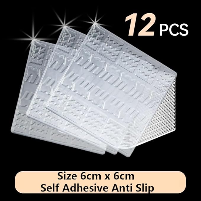 Clear Non Skid Furniture Grippers, 12 PCS Rubber Non Slip Furniture Pads, Self Adhesive Anti Slip Furniture Pads, Anti Slide Hardwood Floors Protectors for Keep Couch Stoppers (2.36 inch Square)