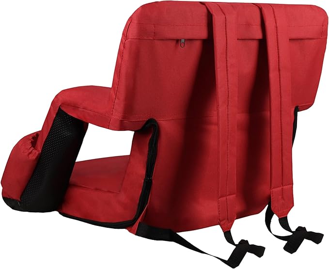 Anmiro Stadium Seats with Back Support Bleacher Chairs with Back and Extra Wide Cushion Thick Padded Bleacher Portable Reclining Seats for Football, Baseball and Basketball (Red, Small)