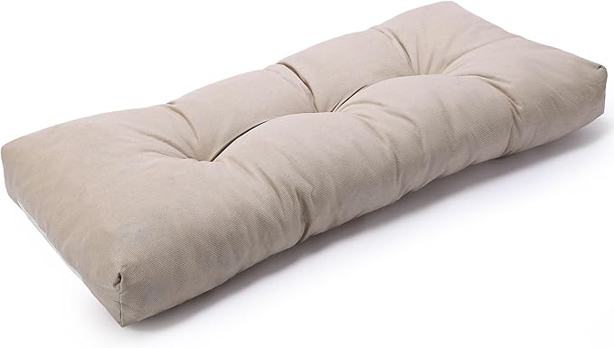 SUNROX LokGrip Non Slip Tufted Memory Foam Bench Cushion, FadeShield Water Resistant Durable Thicken Outdoor/Indoor Bench Seat Pads 36x14x4 inch, Husk Birch