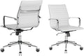 LUXMOD White Office Chair Ergonomic Swivel Desk Chair with Armrests Comfortable Heavy-Duty Chair for Office or Conference Table ，White 22.83in Seat