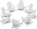 KINGYES Folding Adirondack Chair Set of 8, HDPE All-Weather Folding Adirondack Chair, White