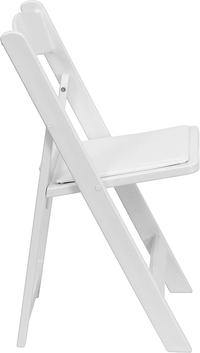 EMMA + OLIVER Set of 4 Lightweight Resin Folding Chairs in White, Comfortable 800LB Weight Capacity Chair