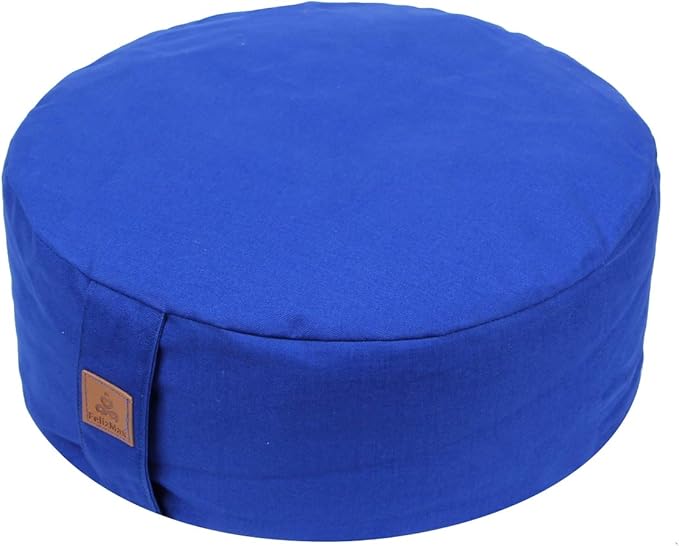 FelizMax Zafu Buckwheat Meditation Cushion,D=13"/16" H=5.5",Round Zabuton Meditation Pillow,Yoga Bolster Kneeling Pillow Premium Yoga Pillow for Sitting on Floor Zippered Cotton Cover