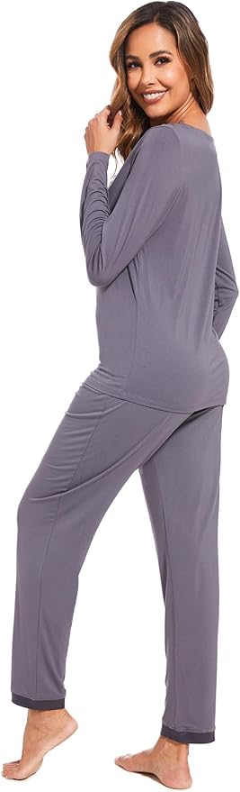 GYS Viscose from Bamboo Women's Pajama Sets Super Soft Long Sleeve Sleepwear Comfy Winter Pjs Sets S-4X
