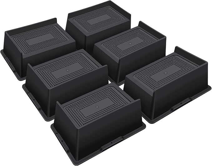 ANNKUT Bed Risers 3 Inch Heavy Duty,Oversized Couch Risers, Extra Wide Furniture Risers for Sofa Table Desk Headboard Chair Lifting,Rectangle Risering Blocks Support 6000 lbs(6 Pack Black)