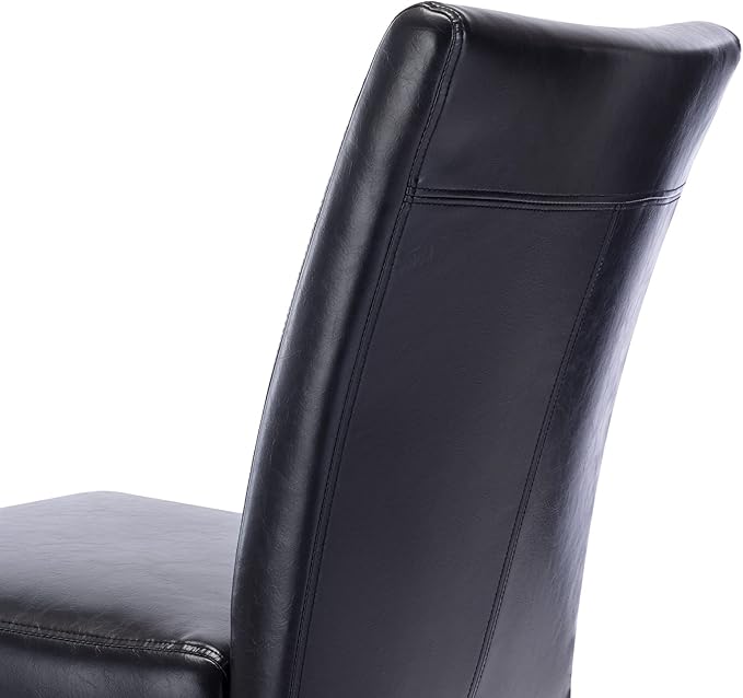 Watson & Whitely Upholstered Dining Chairs Set of 4, Faux Leather Armless Dining Room Chairs with Solid Wood Legs & Back Side Chair for Kitchen, Living Room, Restaurant, Black