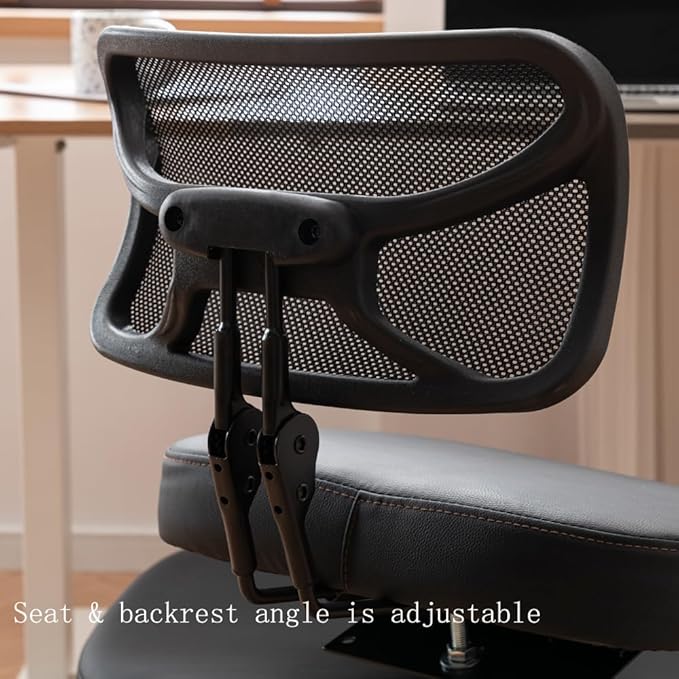 Ergonomic Cross Legged Chair with Wheels, Versatile Kneeling Chair for Home and Office, Adjustable Back Support,Black