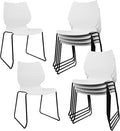 Stacking Chairs Set of 8, Stackable Waiting Room Chairs, Conference Chair with Back & Church Chairs No Wheels with Metal Legs, Suitable for Offices Conference Training Waiting Room, White