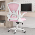 Sytas Ergonomic Desk Chair with Padded Flip up Arms and Supportive Lumbar Support, Breathable Mesh Home Office Chair with Comfortable Cushion for Home or Office(Pink)