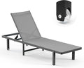 Chaise Lounge Outdoor, Pool Lounge Chairs with Wheels and 5-Position Recliner -Easy to Move- Aluminum Patio Lounge Chair for Poolside, Deck (Darkgray)